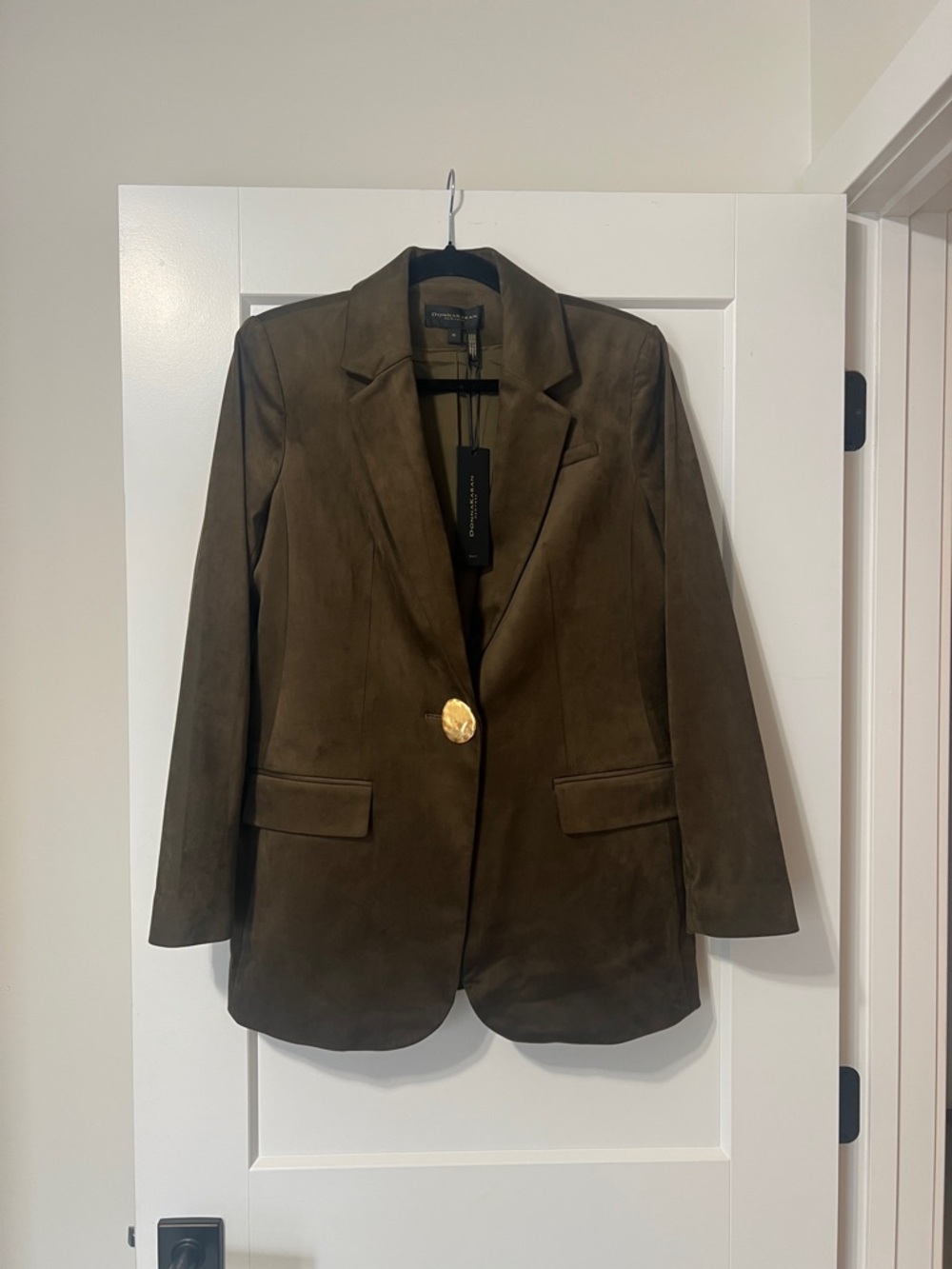 Modern Olive Suede Single-Button Blazer